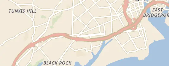 Street map around Bridgeport