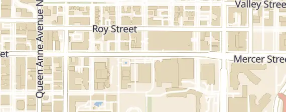 Street map around Seattle Center Exhibition Hall