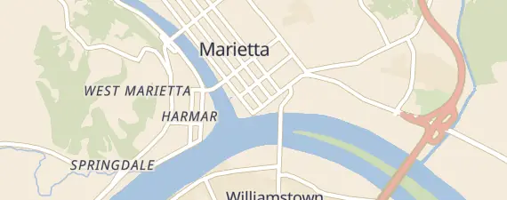 Street map around Marietta