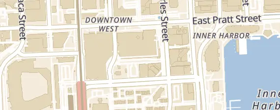 Street map around Baltimore Convention Center