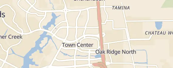 Street map around The Woodlands
