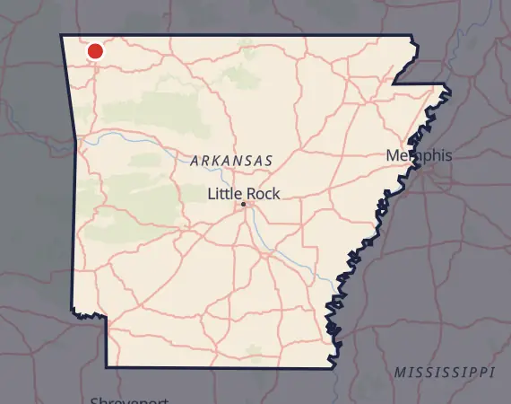 Map of card shows in Arkansas