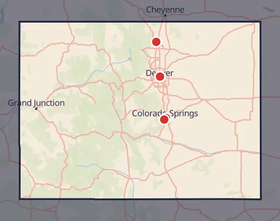 Map of card shows in Colorado