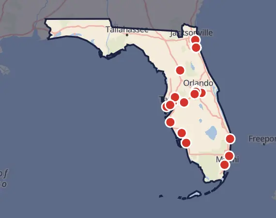 Map of card shows in Florida