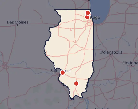 Map of card shows in Illinois