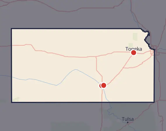 Map of card shows in Kansas