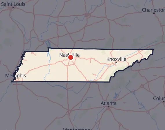 Map of card shows in Tennessee
