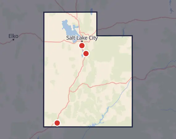 Map of card shows in Utah
