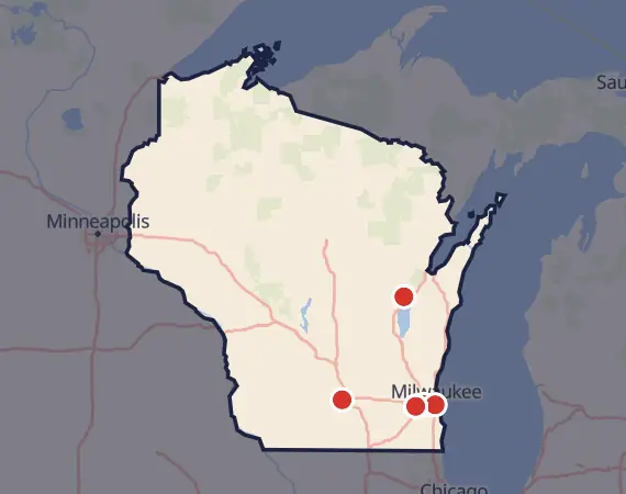 Map of card shows in Wisconsin
